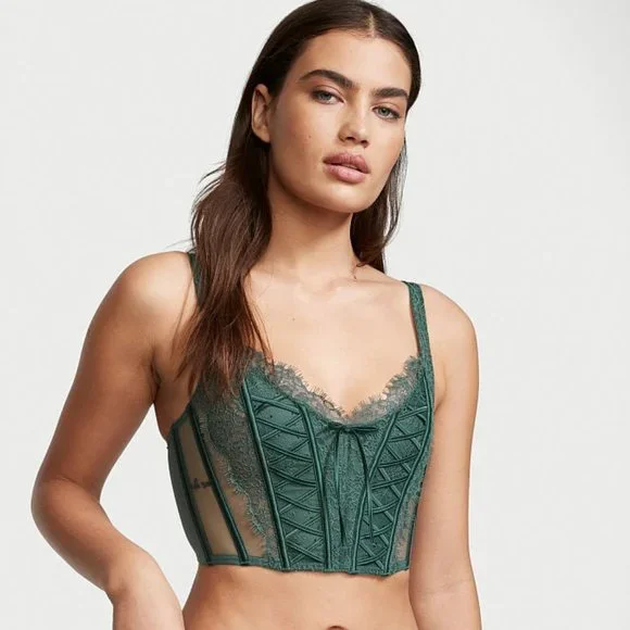 Victoria's Secret, Intimates & Sleepwear, Victorias Secret Xs Unlined  Laceup Corset Top Dream Angels Tealgreen